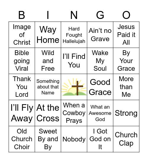 Christian Music Bingo Card