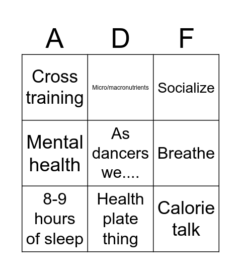 Seminar 1 Bingo Card