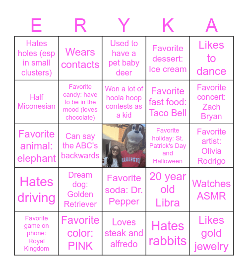 All About Bingo Card
