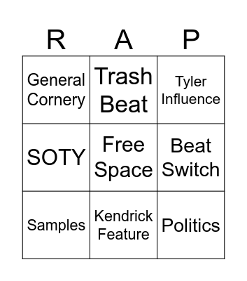 EXPIREMENTAL RAP BINGO Card
