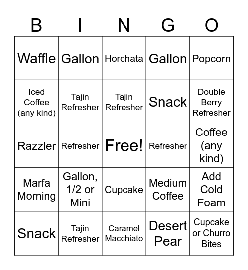 Tea Drive Thru v2 Bingo Card