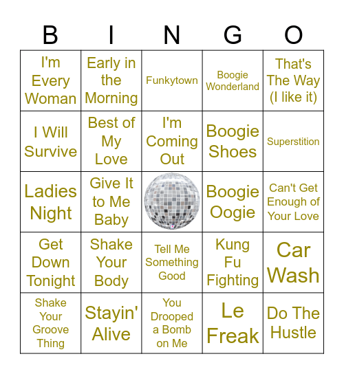 DISCO GROOVE Bingo Card