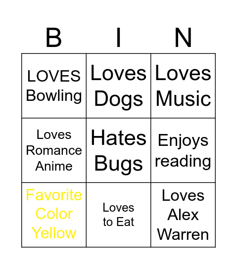 BINGO Card