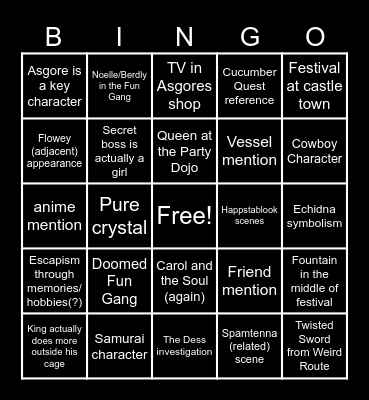 DELTARUNE Chapter 5 Bingo Card