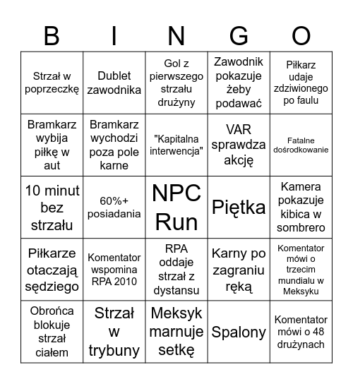 Meksyk - RPA Bingo Card