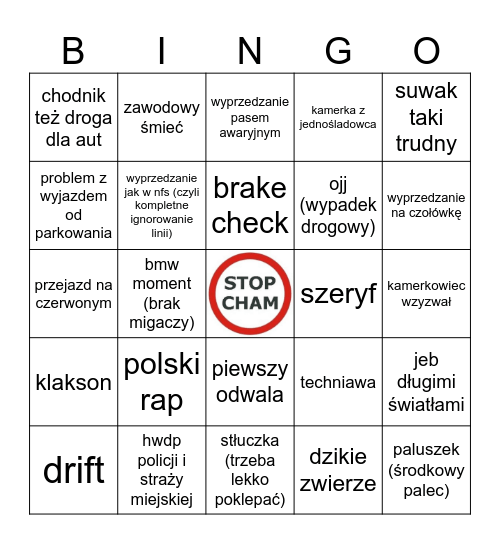 Stop Cham 2.0 Bingo Card
