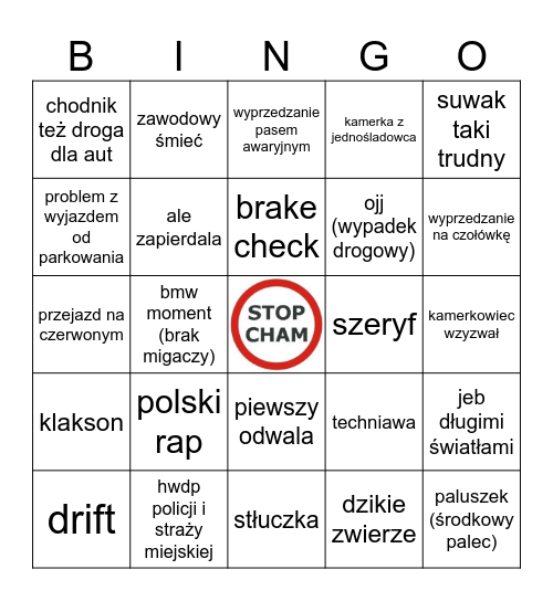 Stop Cham 2.0 Bingo Card