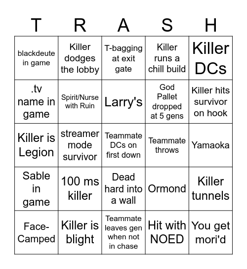 Ultimate DBD Bingo Card