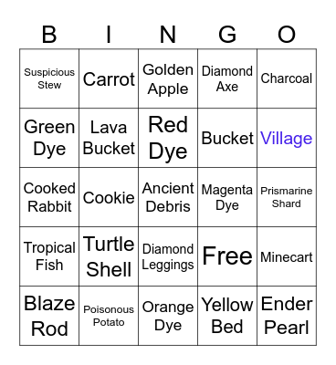 Minecraft Bingo #1 Bingo Card