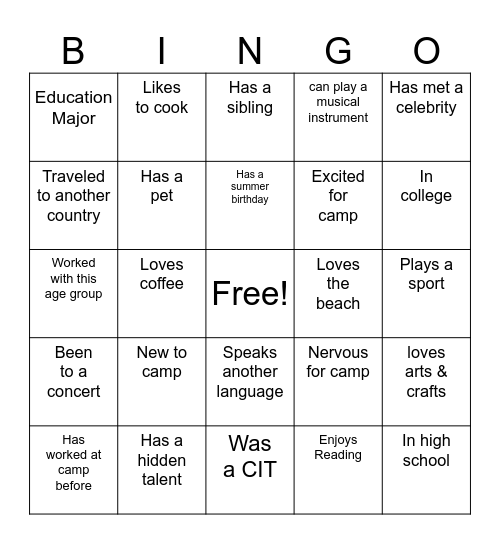 Little & Rookies! Bingo Card