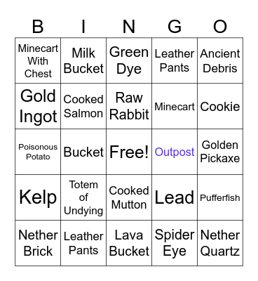 Minecraft Bingo #3 Bingo Card