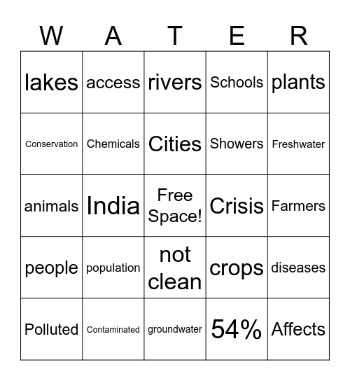 India's water crisis Bingo Card