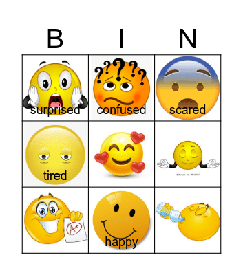 Feelings and emotions Bingo Card
