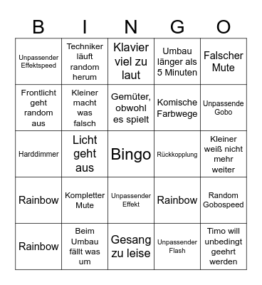 Bühnentechnik Bingo Card
