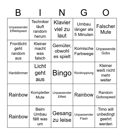 Bühnentechnik Bingo Card