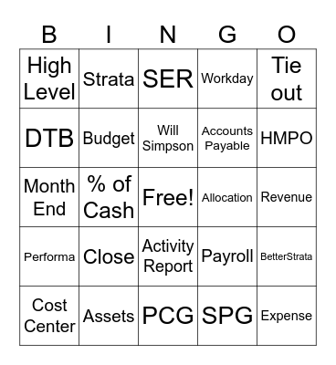 HMPO Finance Bingo Card