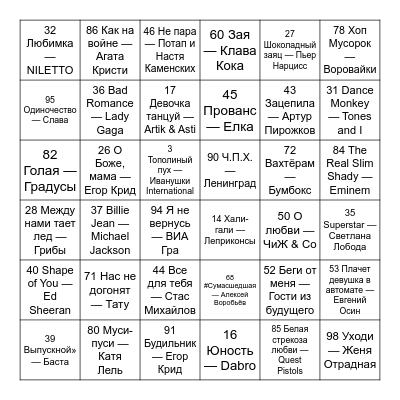 МУЗЛОТО Bingo Card