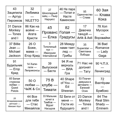 МУЗЛОТО Bingo Card