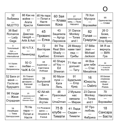 МУЗЛОТО Bingo Card