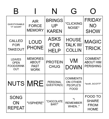 SHPHINGO Bingo Card