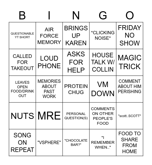 SHPHINGO Bingo Card