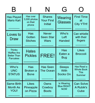 Human Bingo! Bingo Card