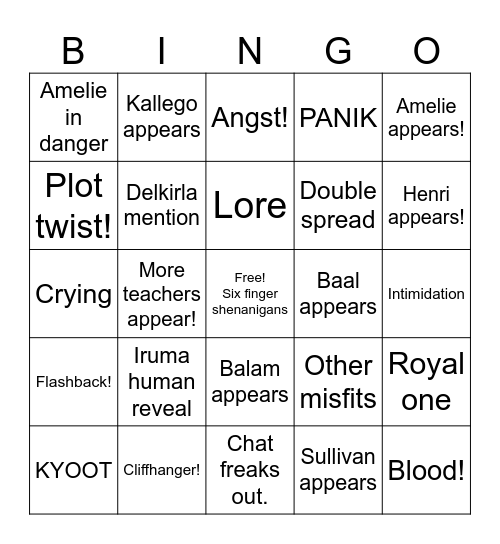 Six fingers Bingo! Bingo Card