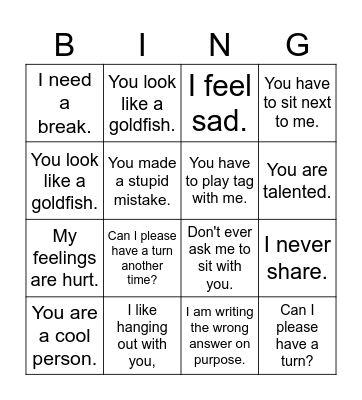 Social Filter Bingo Card