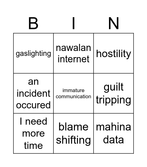 Bella BINGO Card
