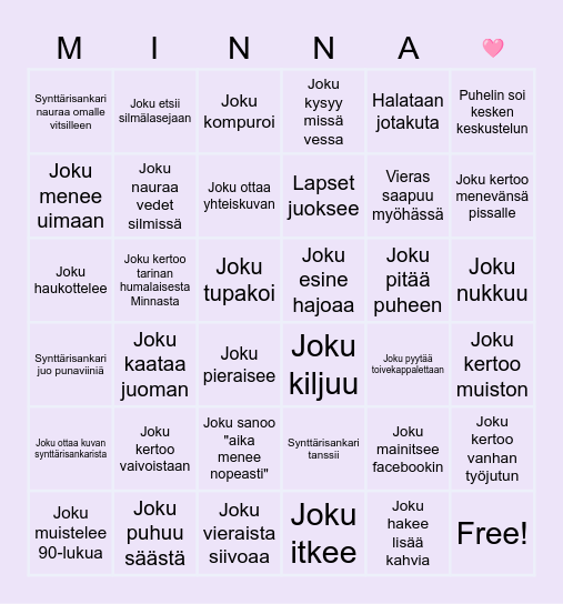 Synttäribingo Card