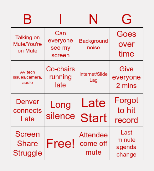 Full CPG Bingo Card