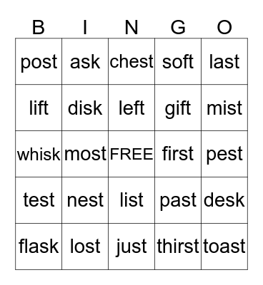 END BLENDS -  ST/FT/SK Bingo Card