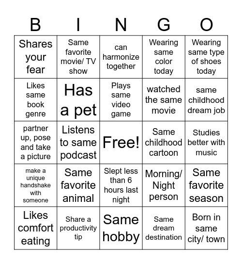 TheME Bingo Card