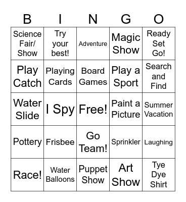 Fun,Games,Shows Bingo Card