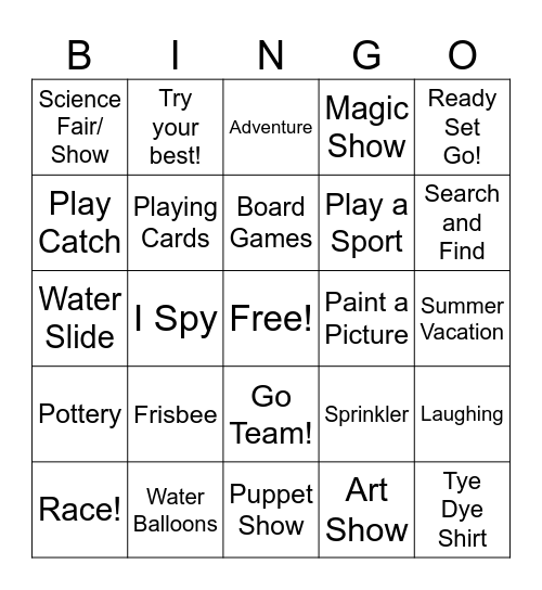 Fun,Games,Shows Bingo Card