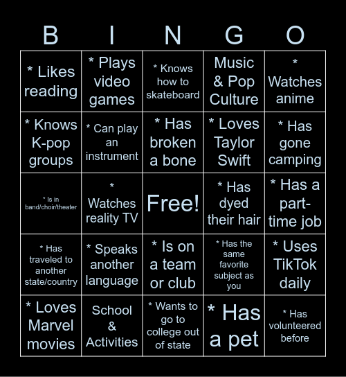 Find Someone Who.... Bingo Card
