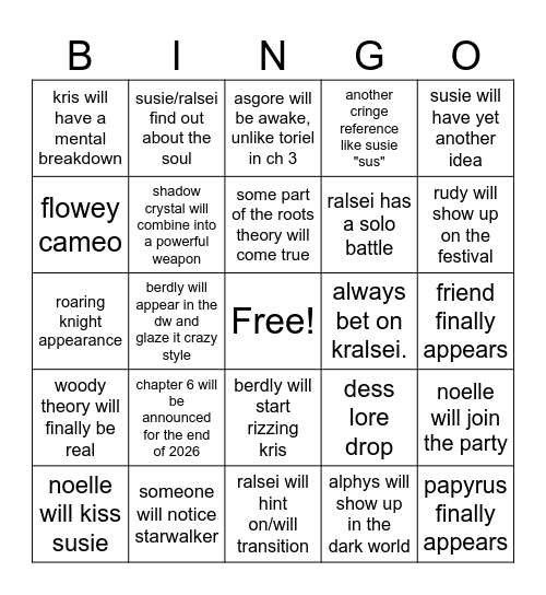 the 'rune chapter 5 Bingo Card