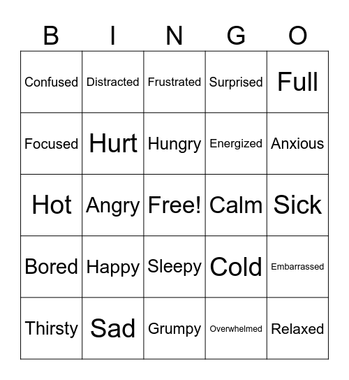 Body Signal Bingo Card