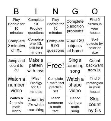 Brain Builder's Bingo Card