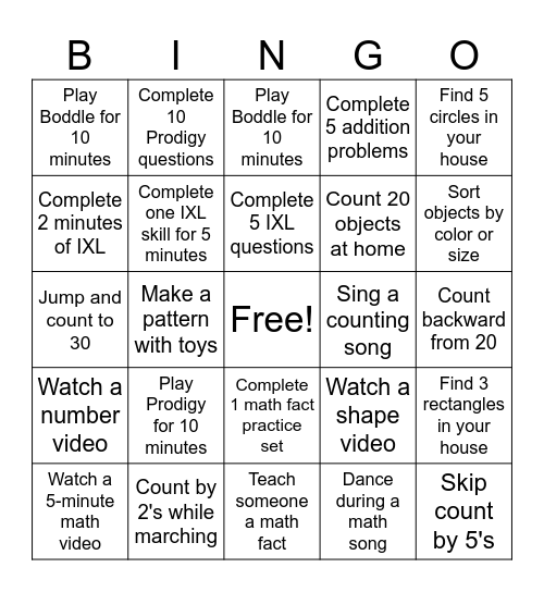 Brain Builder's Bingo Card