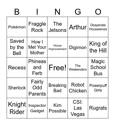 TV Themes Bingo Card