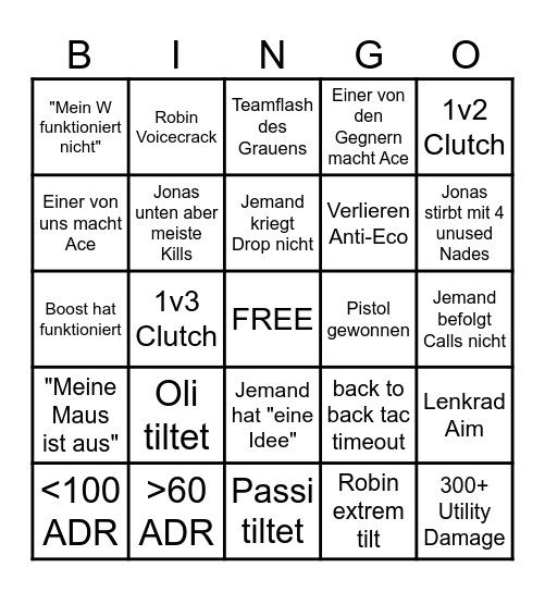 CS Match Bingo Card
