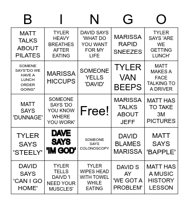 Hughey Bingo Card