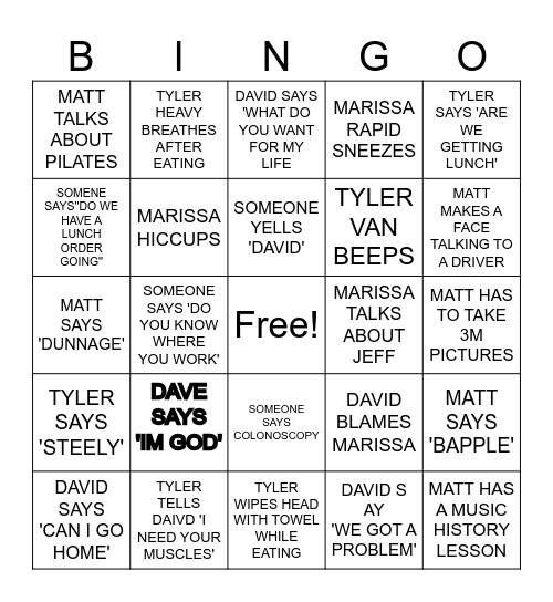 Hughey Bingo Card