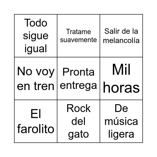 Bingo Rock Nacional Bingo Card