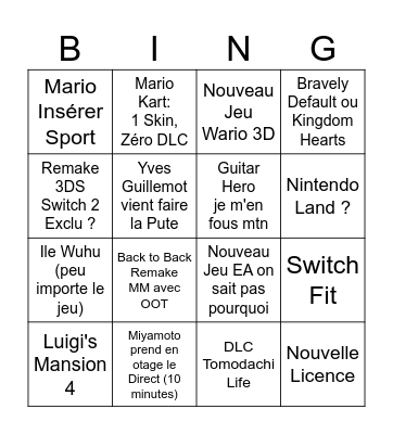 tg vevo Bingo Card