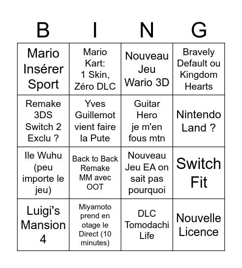 tg vevo Bingo Card
