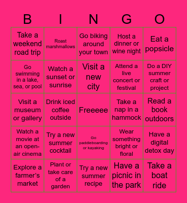 It's Summer! Bingo Card