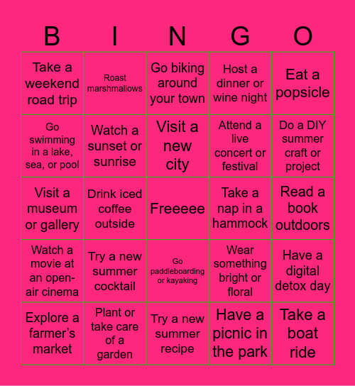 It's Summer! Bingo Card