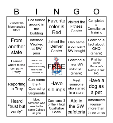 Sherwin Williams Bingo Card